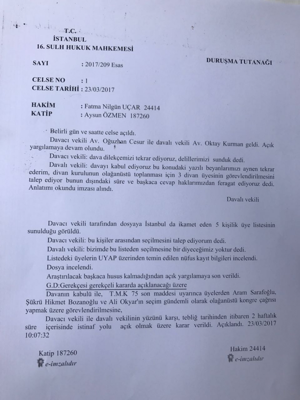 Beşiktaş Divan kurulu mahkeme kararı