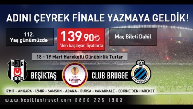 Beşiktaş Travel Club Brugge Maçı için Tur Düzenliyor